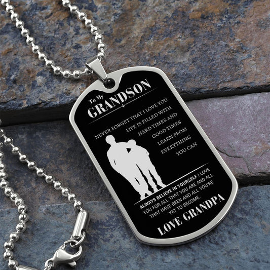 My Grandson (Luxury Military Necklace Dog Tag)